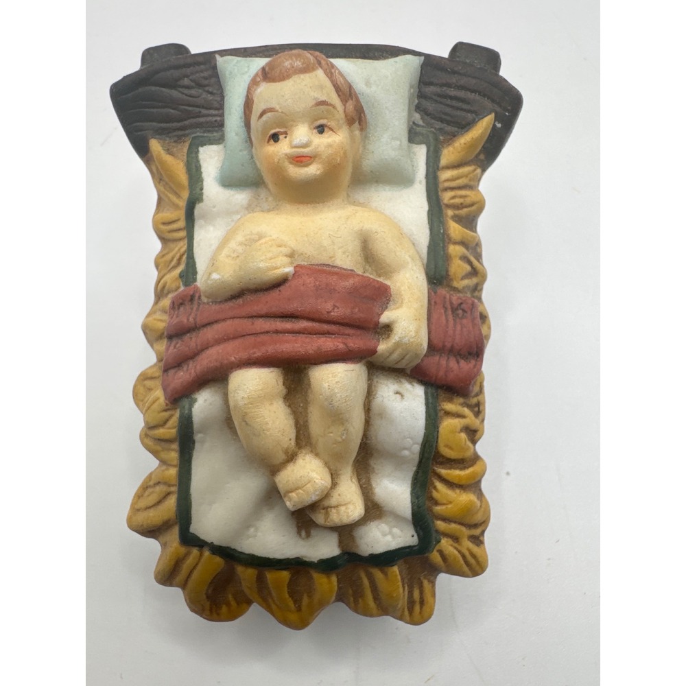 Vintage Ceramic Baby Jesus Manger Figurine Nativity Replacement 2.75 Inch